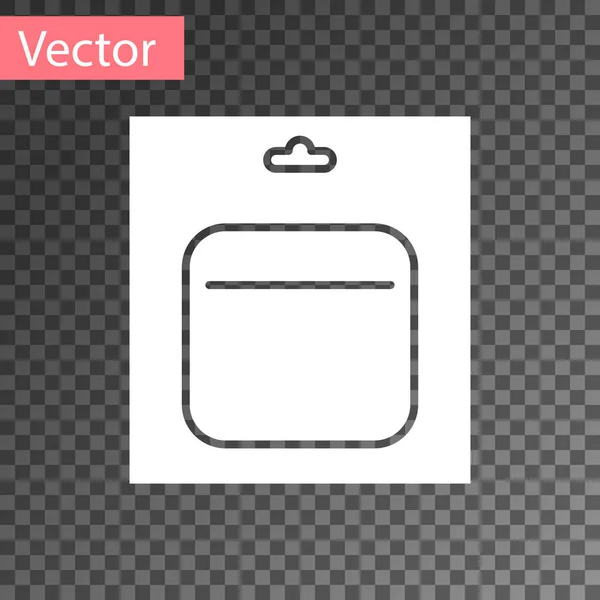 Witte Batterij Verpakking Pictogram Geïsoleerd Transparante Achtergrond Bliksemschicht Symbool Vector — Stockvector