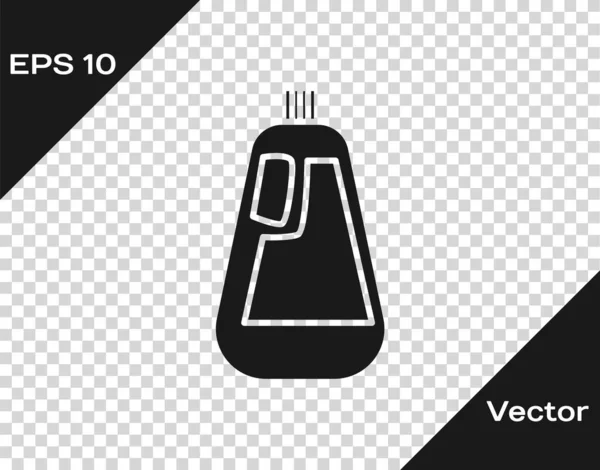Черный Пластиковый Флакон Жидкого Стирального Порошка Отбеливателя Мытья Посуды Значок — стоковый вектор