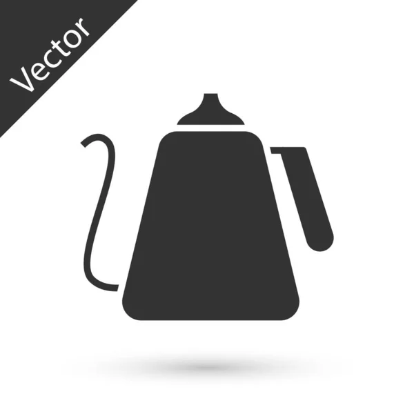 Серый Чайник Иконкой Белом Фоне Значок Чайника Векторная Миграция — стоковый вектор