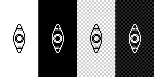 Establezca Línea Kayak Icono Paleta Aislados Sobre Fondo Blanco Negro — Archivo Imágenes Vectoriales
