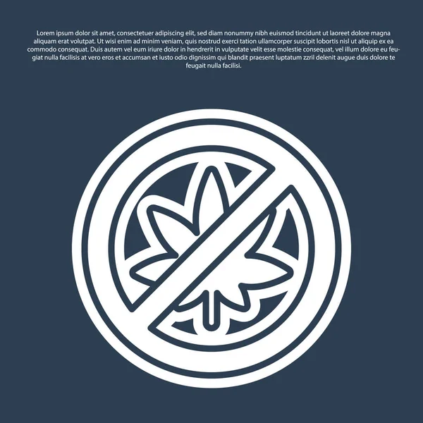 Línea Azul Detener Marihuana Icono Hoja Cannabis Aislado Sobre Fondo — Vector de stock