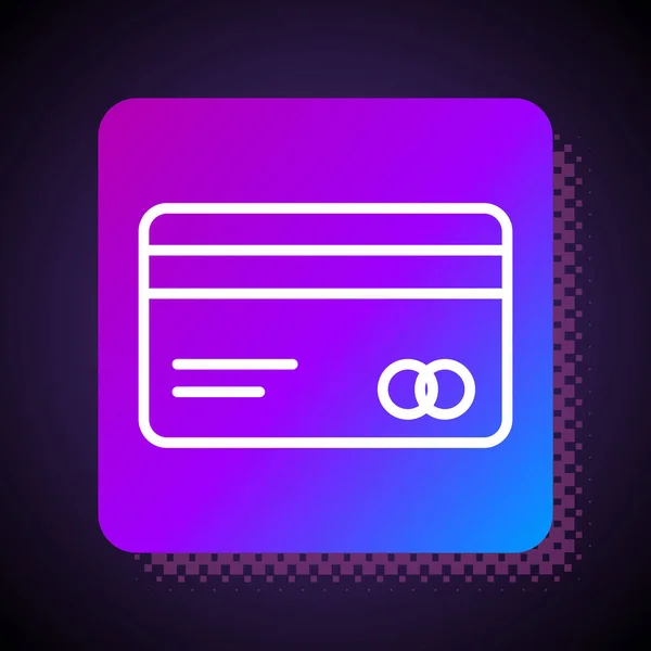 White Line Kreditkartensymbol Isoliert Auf Schwarzem Hintergrund Online Zahlung Barabhebungen — Stockvektor