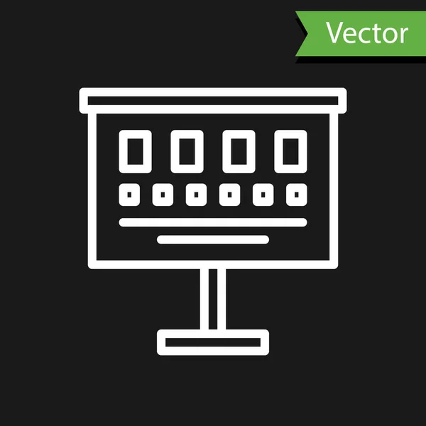 Ikon Diagram Garis Putih Mata Terisolasi Pada Latar Belakang Hitam - Stok Vektor