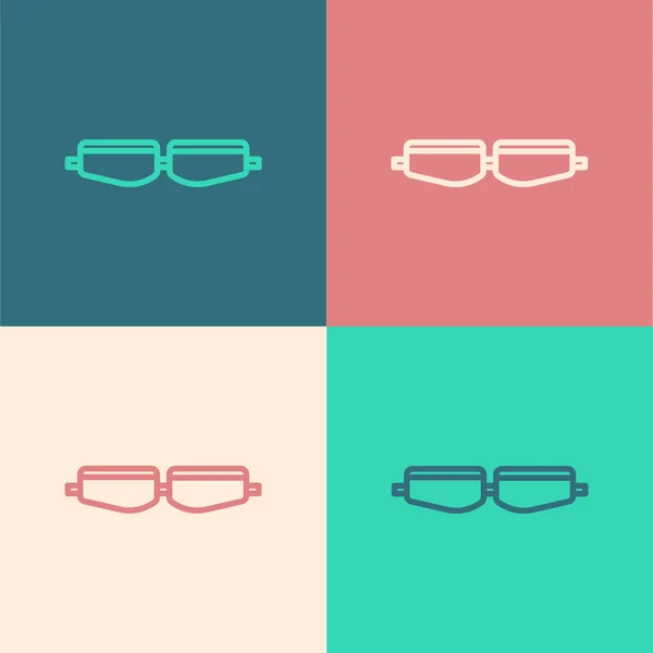 Pop Art Line Icono Gafas Seguridad Aisladas Sobre Fondo Color — Archivo Imágenes Vectoriales