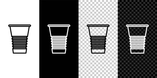 Set Line Paper Glass Icon Isolated Black White Background Soda — 图库矢量图片