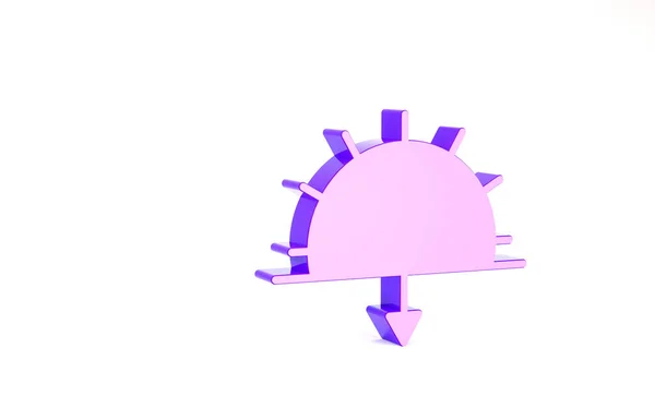 Icône de coucher de soleil violet isolée sur fond blanc. Concept de minimalisme. Illustration 3D rendu 3D — Photo