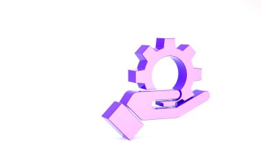 Mor El ayarları teçhizat simgesi beyaz arkaplanda izole edildi. Ayarlama, servis, bakım, onarım, onarım. Minimalizm kavramı. 3d illüstrasyon 3B canlandırma