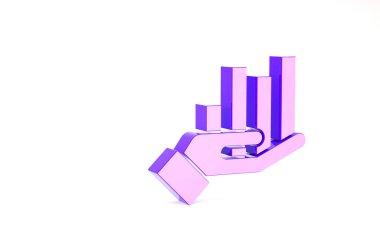 Mor Pasta grafiği bilgi simgesi beyaz arkaplanda izole edildi. Diyagram çizelgesi. Minimalizm kavramı. 3d illüstrasyon 3B canlandırma