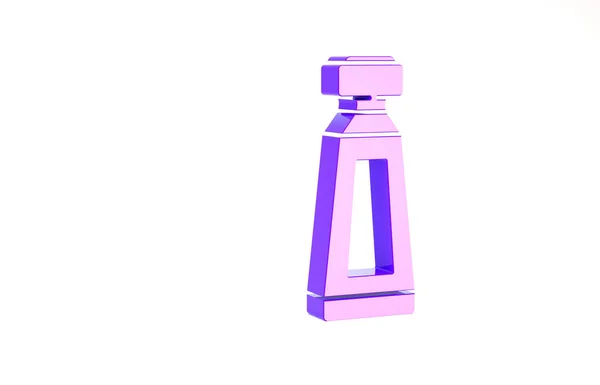 Icône de tube cosmétique crème ou lotion violette isolée sur fond blanc. Produits de soin du corps pour hommes. Concept de minimalisme. Illustration 3D rendu 3D — Photo