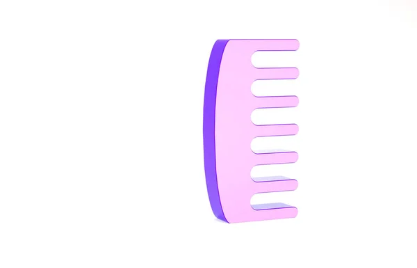 Icône brosse pourpre isolé sur fond blanc. Peigne pour cheveux peignés. Symbole de coiffeur. Concept de minimalisme. Illustration 3D rendu 3D — Photo