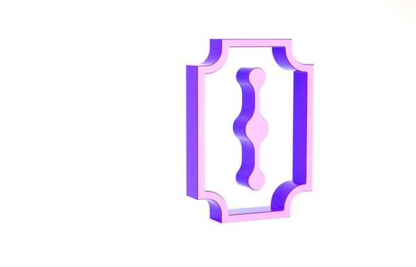Фіолетова піктограма бритви леза ізольована на білому тлі. Концепція мінімалізму. 3D ілюстрація 3D рендеринга — стокове фото