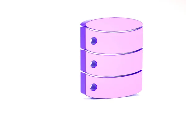 Purple Server, Data, Web Hosting pictogram geïsoleerd op witte achtergrond. Minimalisme concept. 3d illustratie 3D renderen — Stockfoto