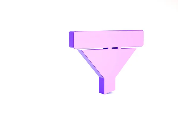 Embudo de ventas púrpura con flechas para la comercialización y el icono de negocio de inicio aislado sobre fondo blanco. Plantilla infográfica. Concepto minimalista. 3D ilustración 3D render — Foto de Stock