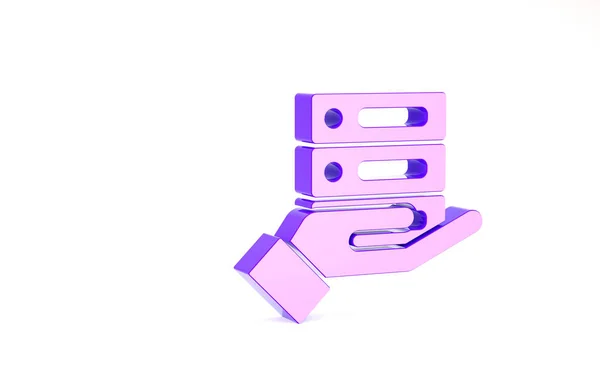 Фиолетовый, данные, значок веб-хостинга на белом фоне. Концепция минимализма. 3D-рендеринг — стоковое фото