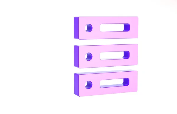 Фиолетовый, данные, значок веб-хостинга на белом фоне. Концепция минимализма. 3D-рендеринг — стоковое фото