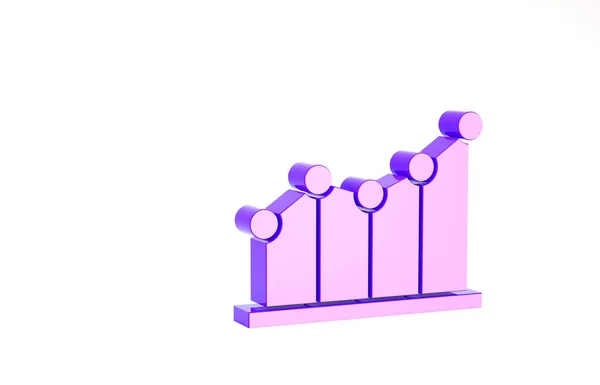Icono de infografía de gráfico de pastel púrpura aislado sobre fondo blanco. Signo de diagrama gráfico. Concepto minimalista. 3D ilustración 3D render —  Fotos de Stock