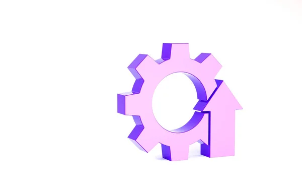 Purple Arrow Wachstum Getriebe Business-Ikone isoliert auf weißem Hintergrund. Produktivitätssymbol. Minimalismus-Konzept. 3D Illustration 3D Renderer — Stockfoto