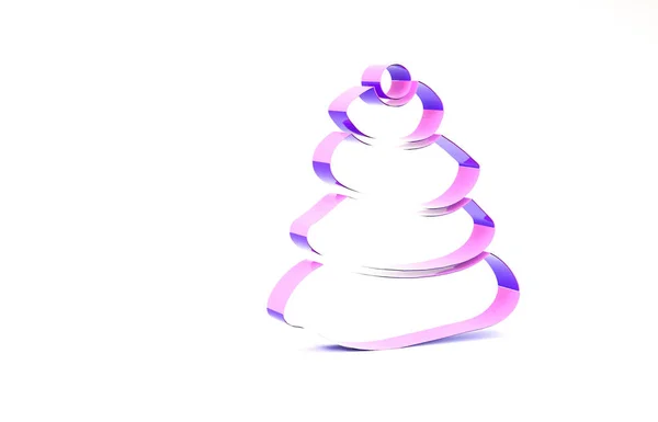 Icône Pierres chaudes de la pile violette isolée sur fond blanc. Accessoire salon de spa. Concept de minimalisme. Illustration 3D rendu 3D — Photo