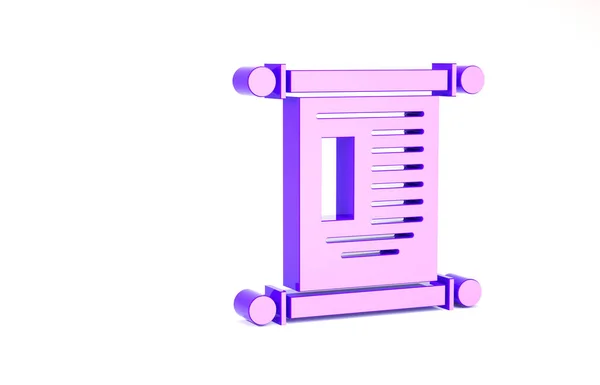 Decreto púrpura, papel, pergamino, icono de desplazamiento icono aislado sobre fondo blanco. Pergamino chino. Concepto minimalista. 3D ilustración 3D render — Foto de Stock