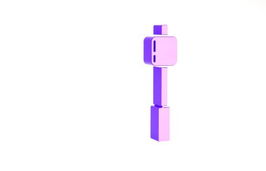 Çubuk simgesinde mor lokum, beyaz arkaplanda izole edilmiş. Minimalizm kavramı. 3d illüstrasyon 3B canlandırma