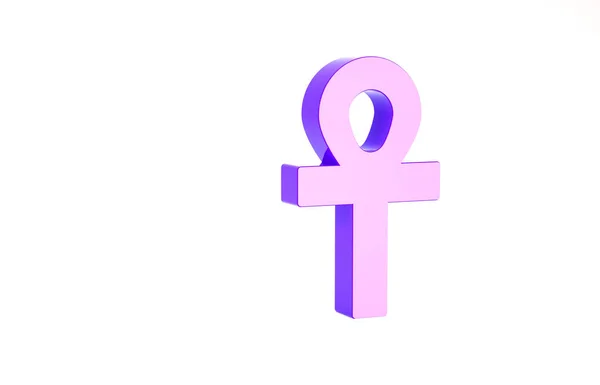 Ikona Purple Cross ankh izolované na bílém pozadí. Minimalismus. 3D ilustrace 3D vykreslení — Stock fotografie