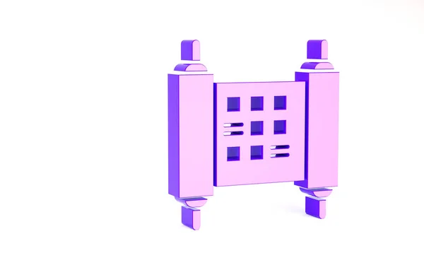 Purple Decreet, papier, perkament, scroll pictogram geïsoleerd op witte achtergrond. Chinees geschrift. Minimalisme concept. 3d illustratie 3D renderen — Stockfoto