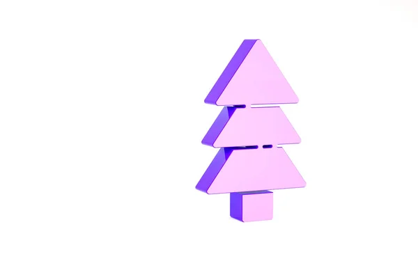 Ícone de árvore roxa isolado no fundo branco. Símbolo florestal. Conceito de minimalismo. 3D ilustração 3D render — Fotografia de Stock