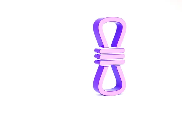 Icône de corde d'escalade violette isolée sur fond blanc. Le sport extrême. Équipement sportif. Concept de minimalisme. Illustration 3D rendu 3D — Photo