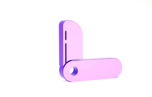 Фиолетовый швейцарский армейский нож иконка на белом фоне. Многофункциональный многофункциональный перочинный нож. Многофункциональный инструмент. Концепция минимализма. 3D-рендеринг — стоковое фото