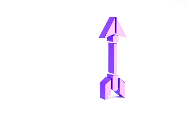Фиолетовый значок стрелки хипстера выделен на белом фоне. Концепция минимализма. 3D-рендеринг — стоковое фото