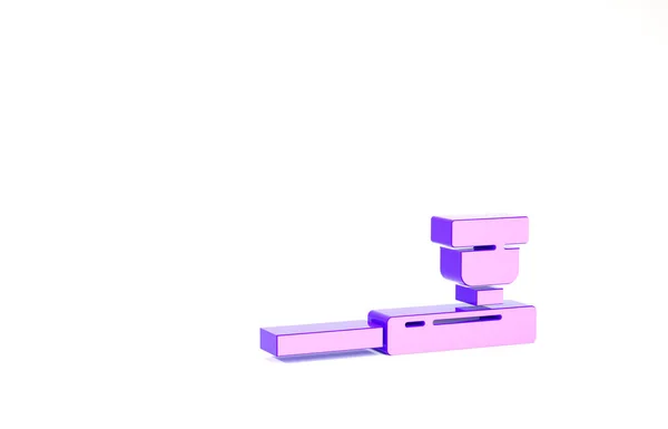 Tubo de humo púrpura con icono de humo aislado sobre fondo blanco. Pipa de tabaco. Concepto minimalista. 3D ilustración 3D render — Foto de Stock
