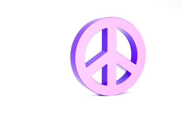 Purple Peace icon isolated on white background. Hippie symbol of peace. Minimalism concept. 3d illustration 3D render — Stock Photo, Image