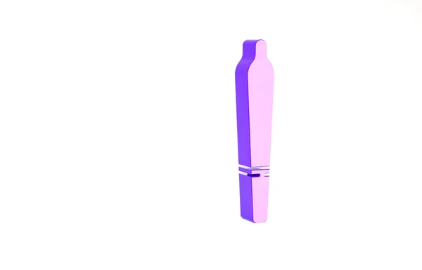 紫色のマリファナの関節、白い背景に隔離された硬いアイコン。麻薬の入ったタバコマリファナのタバコが転がった。最小限の概念。3Dイラスト3Dレンダリング — ストック写真