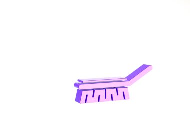 Temizlik simgesi için mor fırça beyaz arkaplanda izole edildi. Temizlik hizmeti konsepti. Minimalizm kavramı. 3d illüstrasyon 3B canlandırma