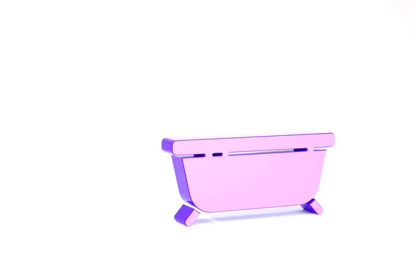 Icône de baignoire violette isolée sur fond blanc. Concept de minimalisme. Illustration 3D rendu 3D — Photo