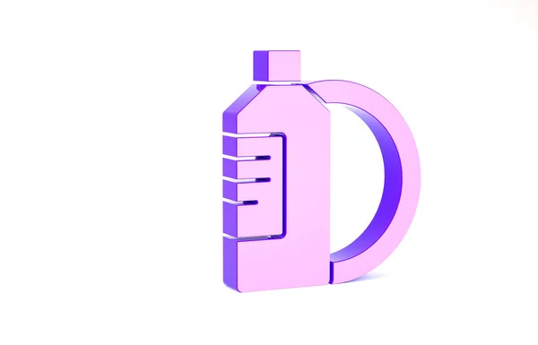 Purple Lave-vaisselle bouteille liquide et plaque icône isolée sur fond blanc. Détergent liquide pour laver la vaisselle. Concept de minimalisme. Illustration 3D rendu 3D — Photo