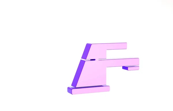 紫水水龙头图标隔离在白色背景上.最低纲领的概念。3D渲染3D插图 — 图库照片