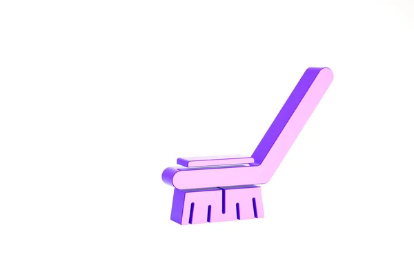 白の背景に隔離されたアイコンをきれいにするための紫色のブラシ。清掃サービスのコンセプト。最小限の概念。3Dイラスト3Dレンダリング — ストック写真