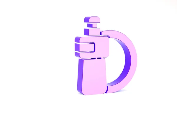 Μωβ Dishwashing μπουκάλι υγρό και το εικονίδιο πλάκα απομονώνονται σε λευκό φόντο. Υγρό απορρυπαντικό για πλύσιμο πιάτων. Μινιμαλιστική έννοια. 3d απεικόνιση 3D καθιστούν — Φωτογραφία Αρχείου