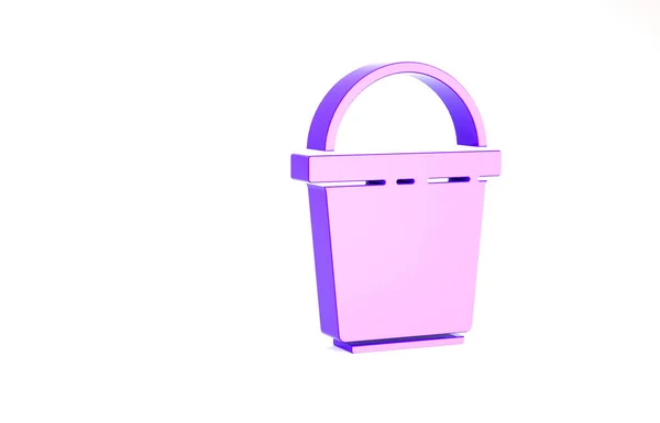 Icône seau violet isolé sur fond blanc. Concept de service de nettoyage. Concept de minimalisme. Illustration 3D rendu 3D — Photo