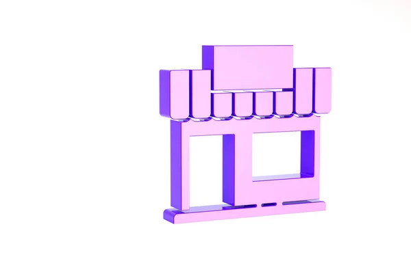 Purple Nákupní budova nebo obchod ikona izolované na bílém pozadí. Výstavba obchodu. Minimalismus. 3D ilustrace 3D vykreslení — Stock fotografie