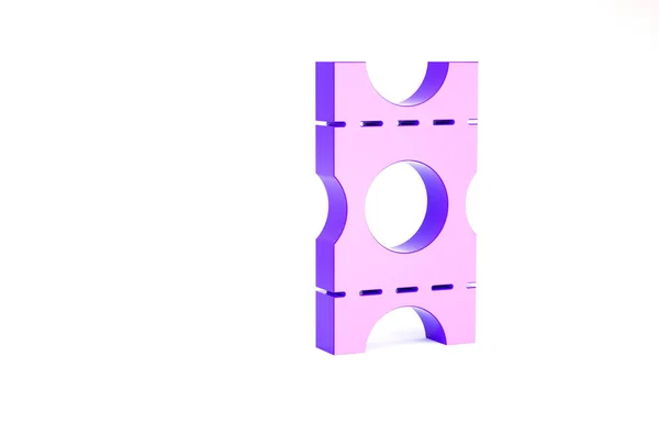 Фиолетовый купон значок изолирован на белом фоне. Пустая наклейка со скидкой. Шаблон скидки. Концепция минимализма. 3D-рендеринг — стоковое фото