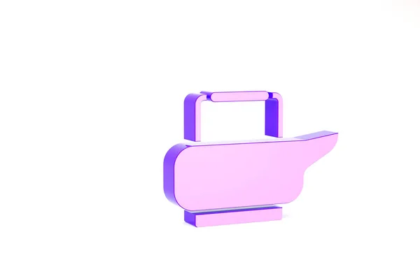 Lila Bedpan ikon elszigetelt fehér alapon. WC az ágyhoz kötött betegeknek. Minimalizmus koncepció. 3d illusztráció 3D render — Stock Fotó