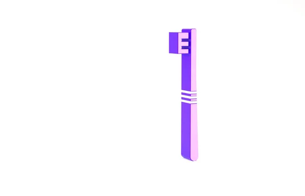 Icono de cepillo de dientes púrpura aislado sobre fondo blanco. Concepto minimalista. 3D ilustración 3D render —  Fotos de Stock
