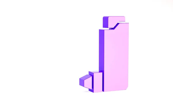 Purple Inhaler pictogram geïsoleerd op witte achtergrond. Adem voor hoestverlichting, inhalatie, allergische patiënt. Minimalisme concept. 3d illustratie 3D renderen — Stockfoto