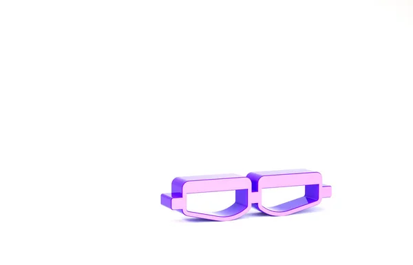 紫色安全护目镜图标隔离在白色背景。最低纲领的概念。3D渲染3D插图 — 图库照片