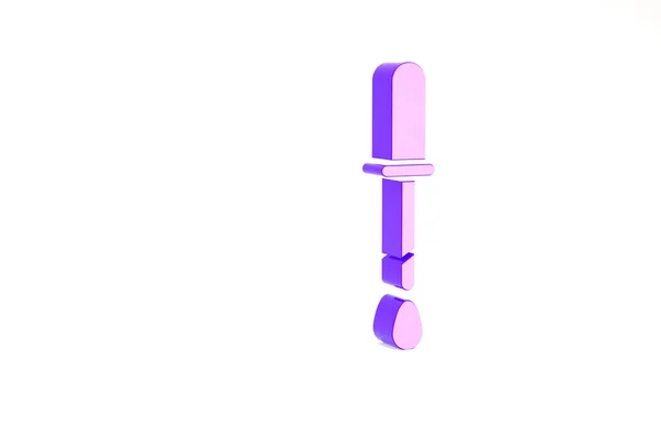 Фиолетовый Pipette значок изолирован на белом фоне. Элемент медицинского, химического лабораторного оборудования. Пипетка с каплей. Символ медицины. Концепция минимализма. 3D-рендеринг — стоковое фото