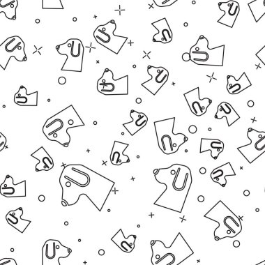 Siyah çizgi köpek simgesi beyaz arka planda kusursuz deseni izole etti. Vektör.