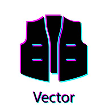 Siyah Balıkçı Ceketi simgesi beyaz arkaplanda izole edilmiş. Balıkçı yeleği. Vektör.