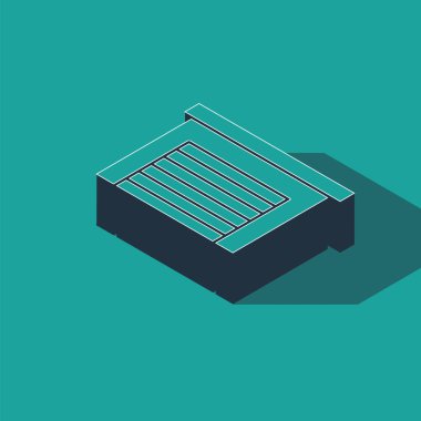 Isometric Garaj simgesi yeşil arkaplanda izole edildi. Vektör.